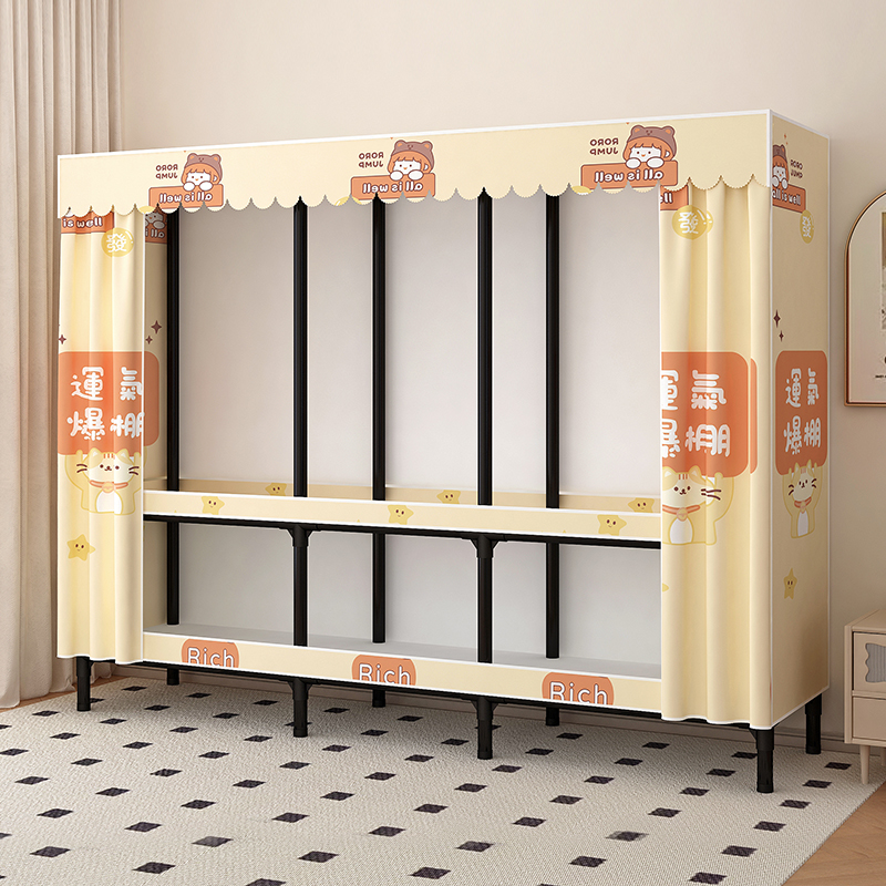 简易布衣柜家用卧室出租房全钢架结实耐用小户型经济型收纳布衣橱