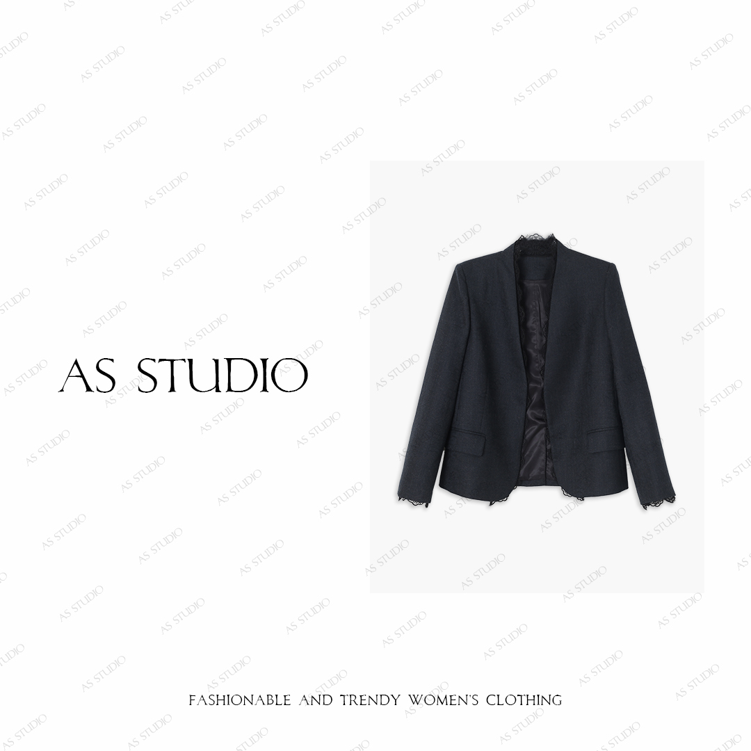 【AS冬丽】25新极简高智定制蕾丝拼接气质西装AS25QXZ02752