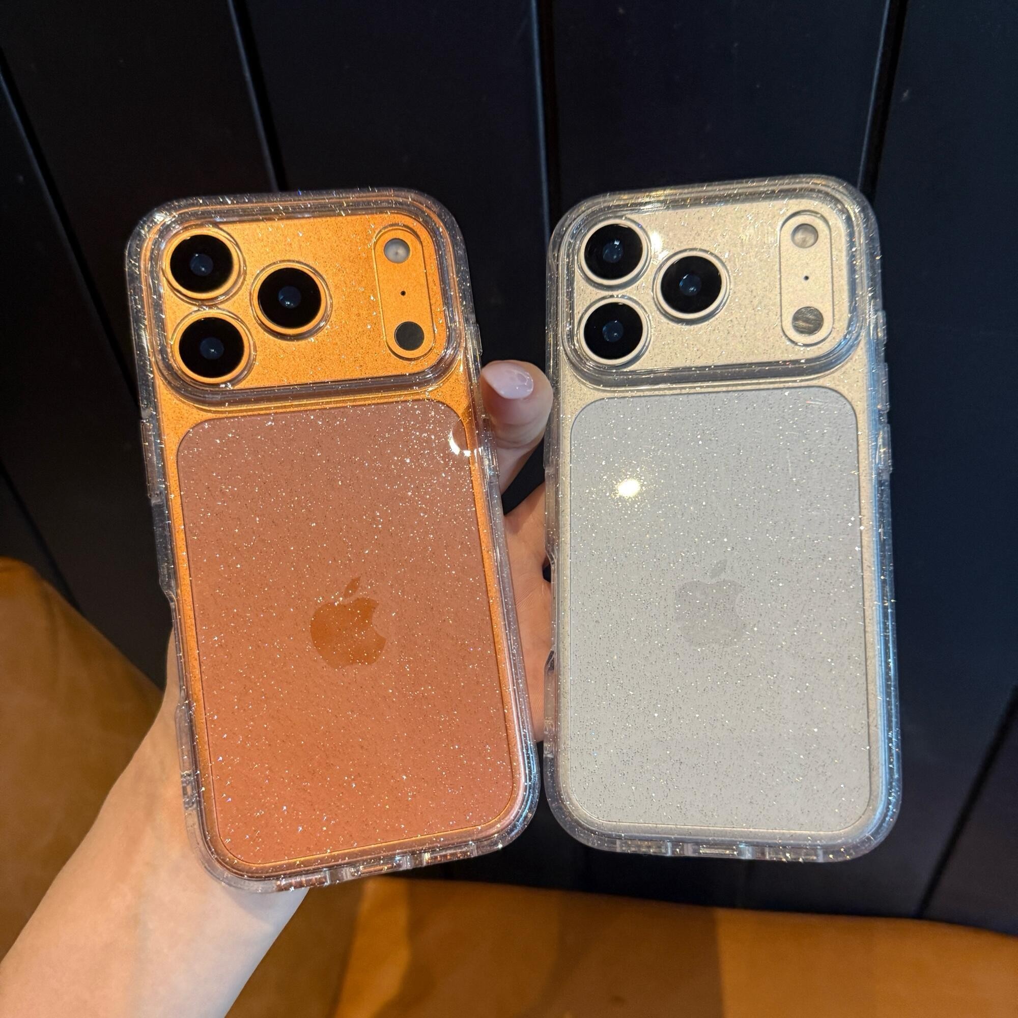 爆闪轻奢闪粉适用苹果17Promax透明手机壳女款iPhone17全包16防摔