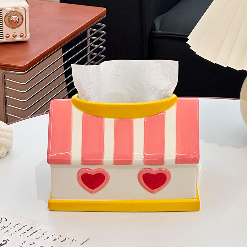 房屋创意抽纸盒家用客厅高档纸巾盒2026陶瓷艺术感家居装饰纸巾盒