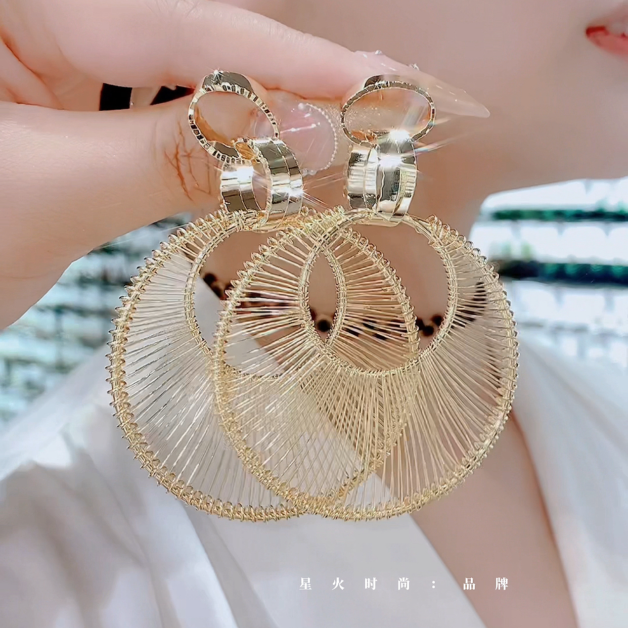 铜合金耳饰 309-欧美风日韩几何图案设计感欧美潮流耳环时尚耳圈