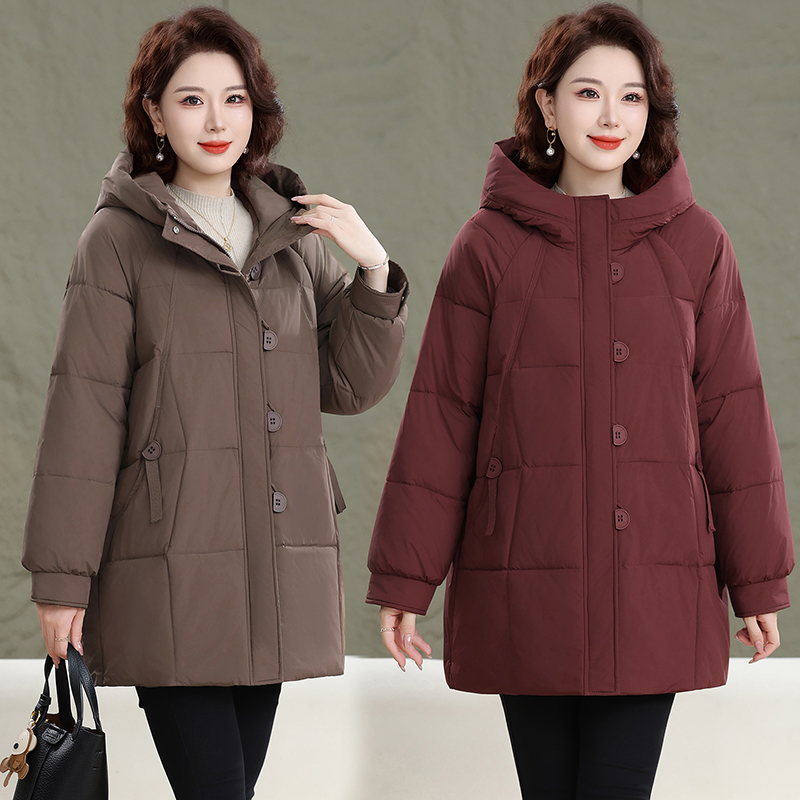 大码妈妈装加肥加大中老年棉服女新款冬季加厚保暖外套奶奶装棉袄