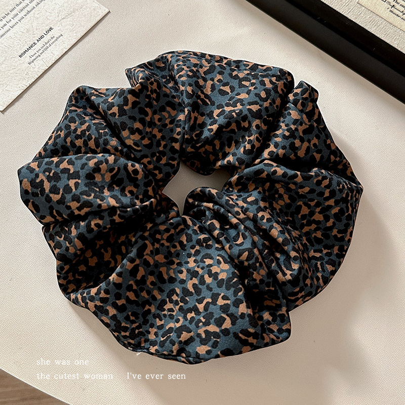 复古豹纹大肠发圈女超大头绳慵懒低马尾头花盘发绳橡皮筋头饰发饰