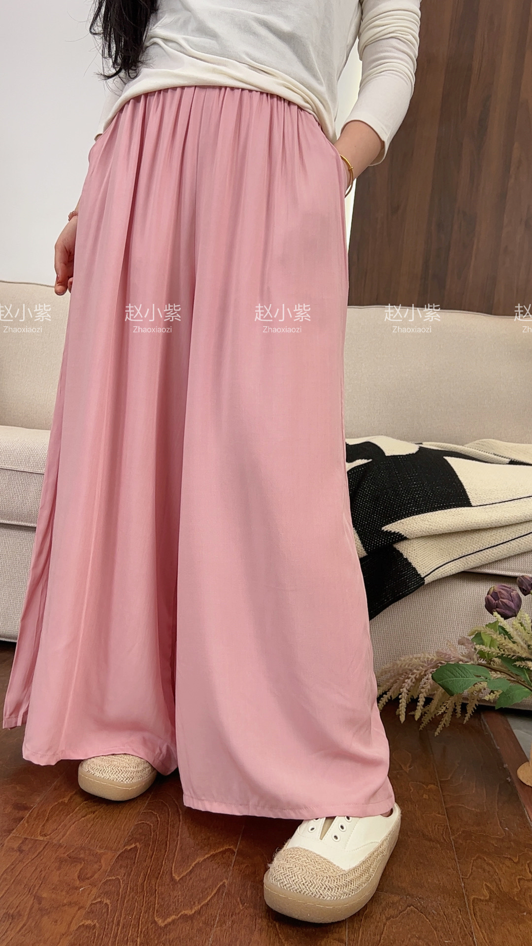 裤裙绵绸薄款女爆款大码显瘦百搭女人造棉透气女阔腿宽松复古夏季