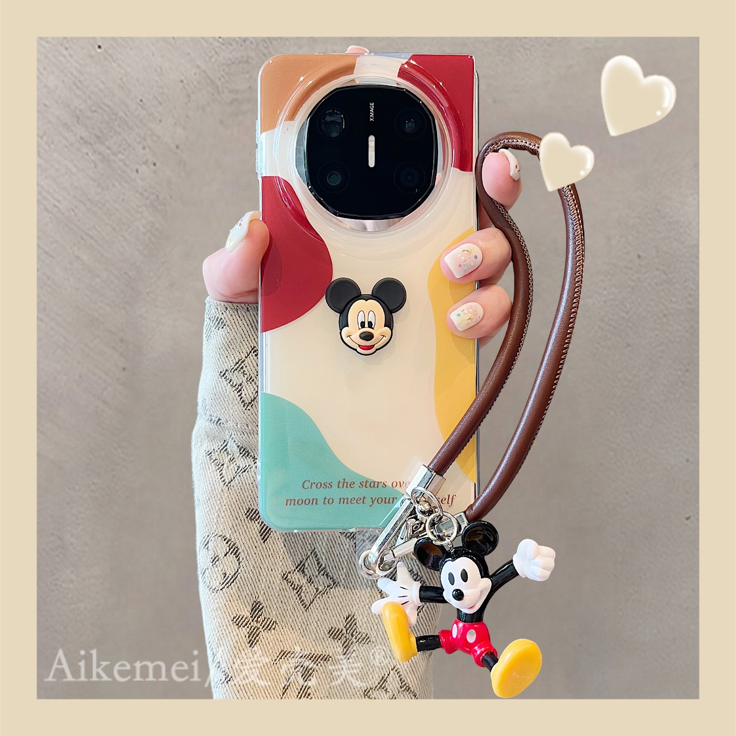 适用华为mateX6折叠屏手机壳matex5典藏版色块米奇matex3中轴保护