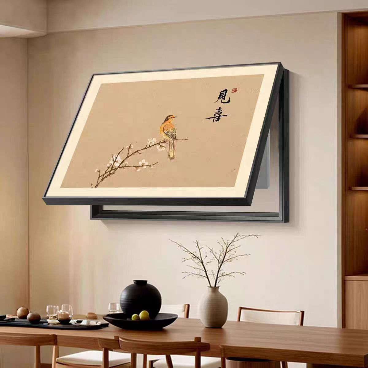 喜上眉梢挂画电表箱装饰画宋氏美学多媒体盒遮挡画高级配电箱壁画