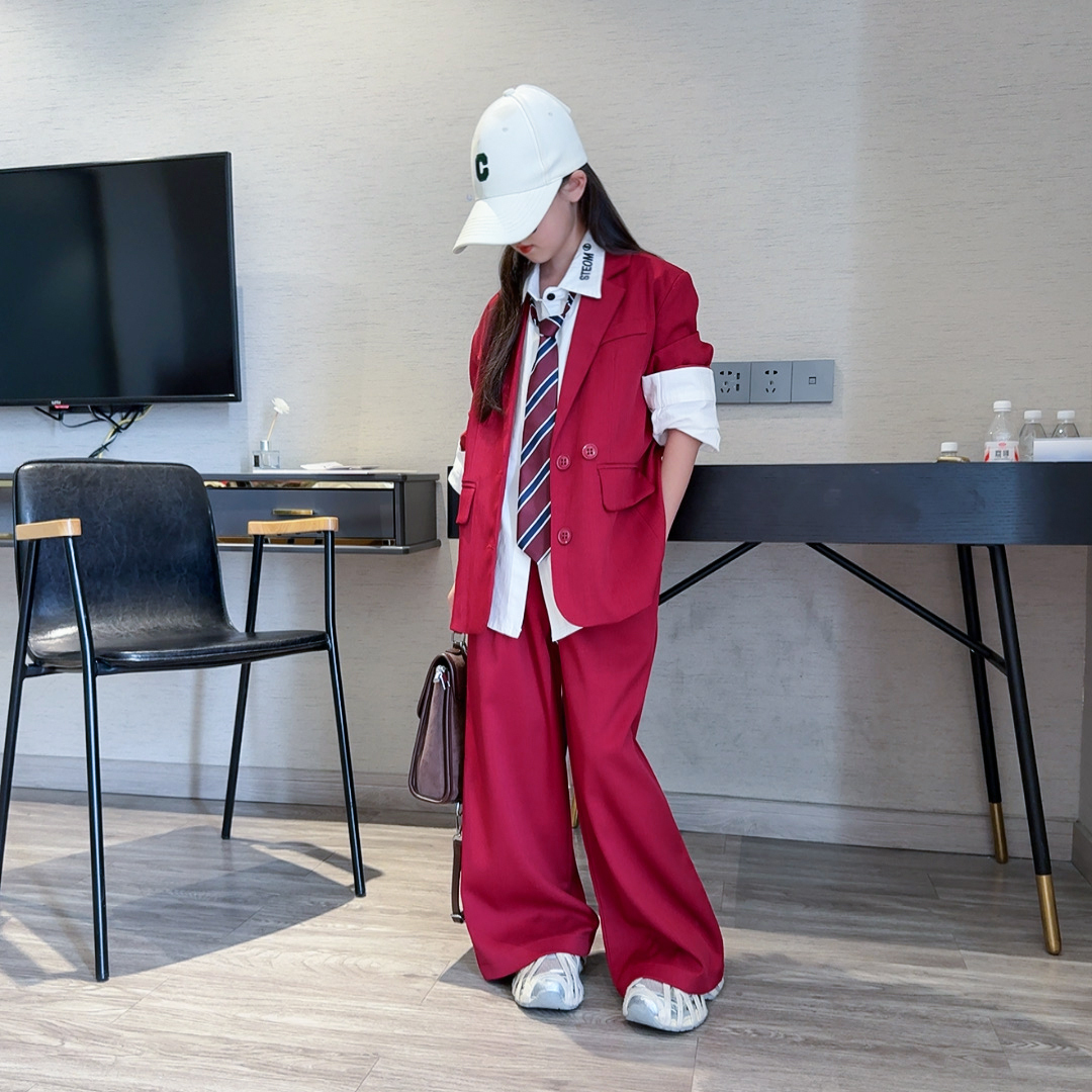 女童套装街舞爵士舞潮服2025新款秋季洋气西装演出服儿童走秀秋装