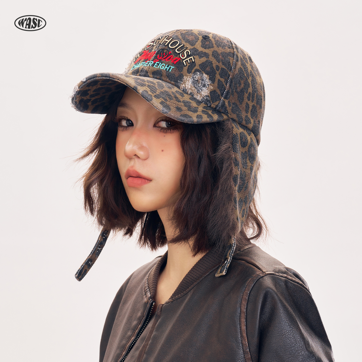 美式豹纹保暖防寒护耳雷锋帽子男女秋冬大头围加厚毛绒鸭舌棒球帽