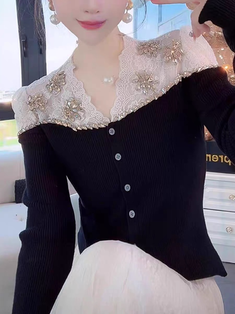 毛衣镂空针织时尚新款简约长袖开衫扣上衣