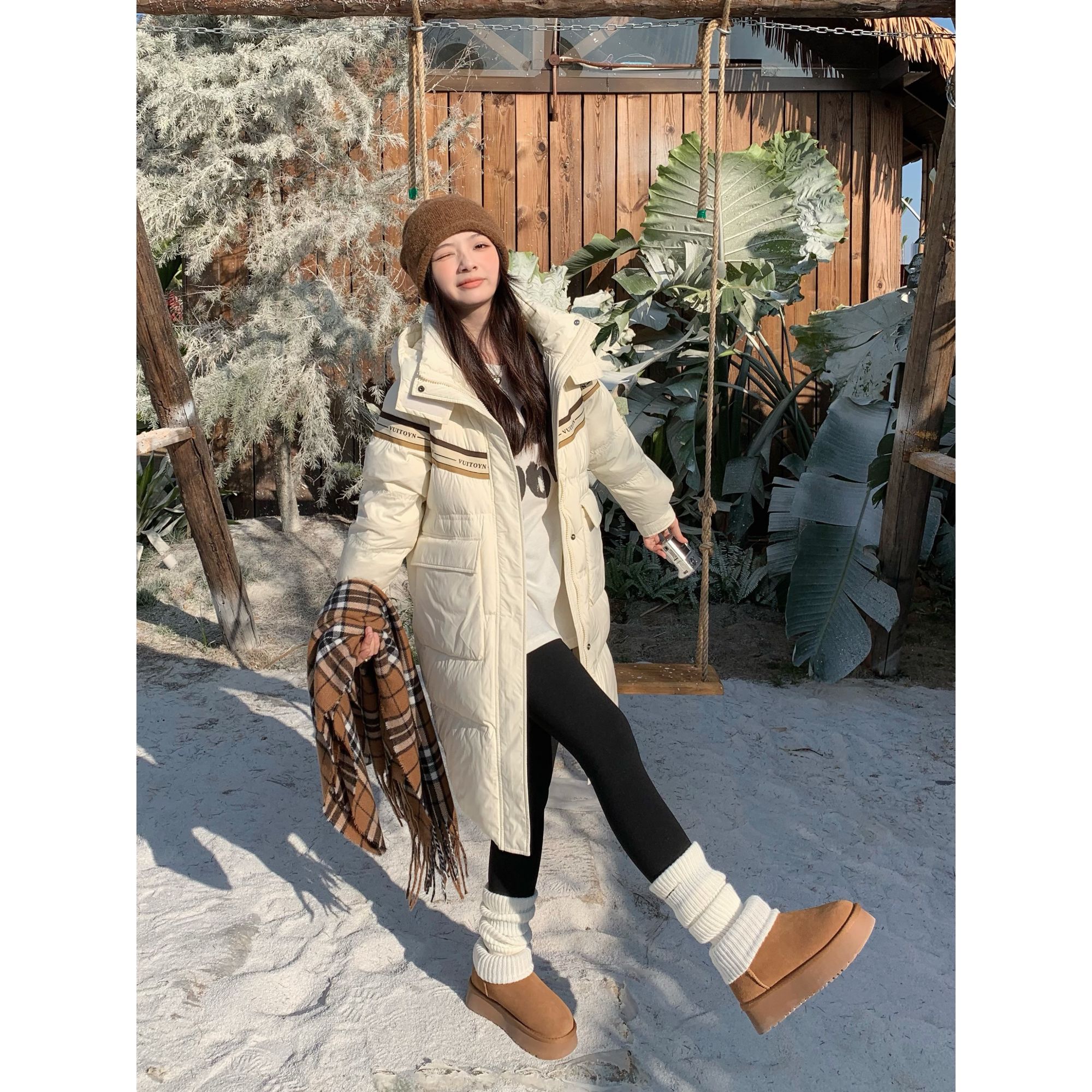 捡漏一米五小个子保暖90白鸭绒连帽羽绒服冬季百搭洋气中长款外套