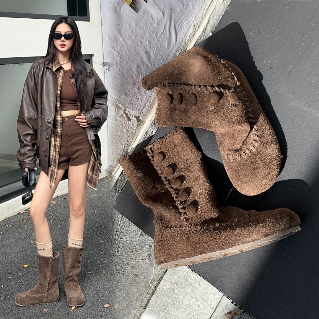 棕色马丁靴女款2025新款秋季真皮废土风平底短靴复古草原靴子女夏