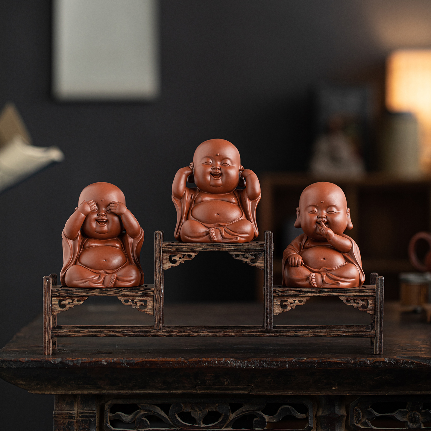 紫砂三不弥勒笑佛茶宠摆件精品可养招财茶玩茶桌茶台造景禅意摆设