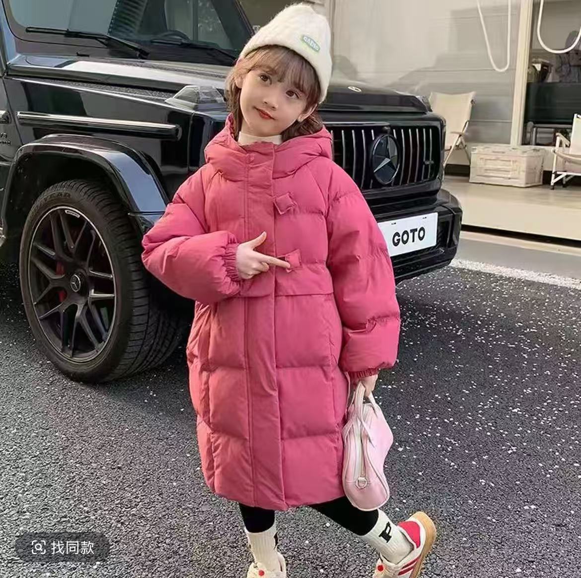 2025爆款儿童羽绒服女童洋气时尚亲子连帽中长款加厚保暖中大童