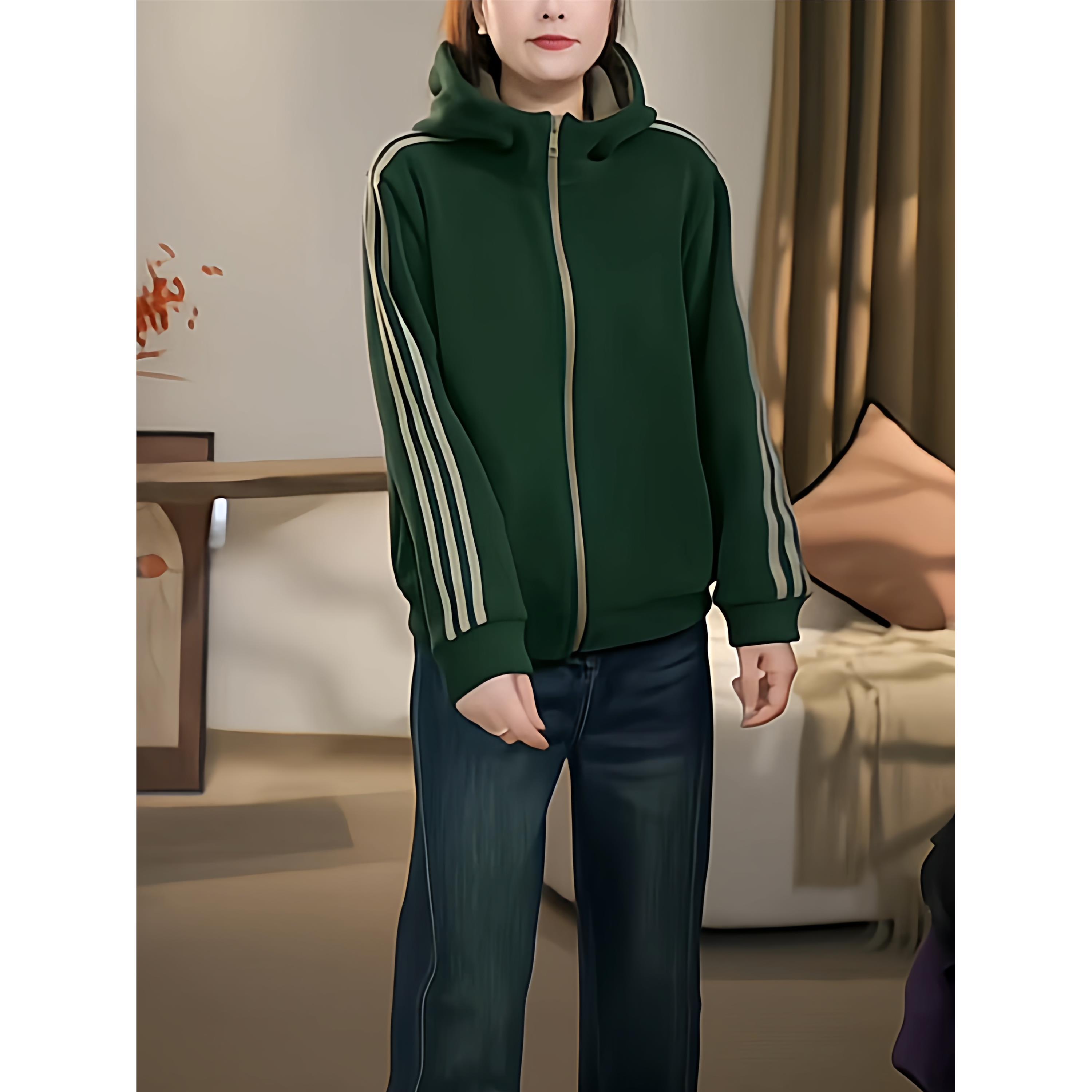 立领加绒连帽卫衣外套女2025秋冬撞色保暖双面奥粒绒开衫拉链上衣