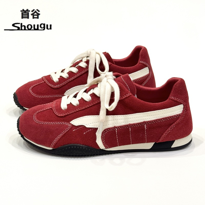 shougu/首谷复古德训鞋女2025秋新款拼色系带时尚运动休闲阿甘鞋