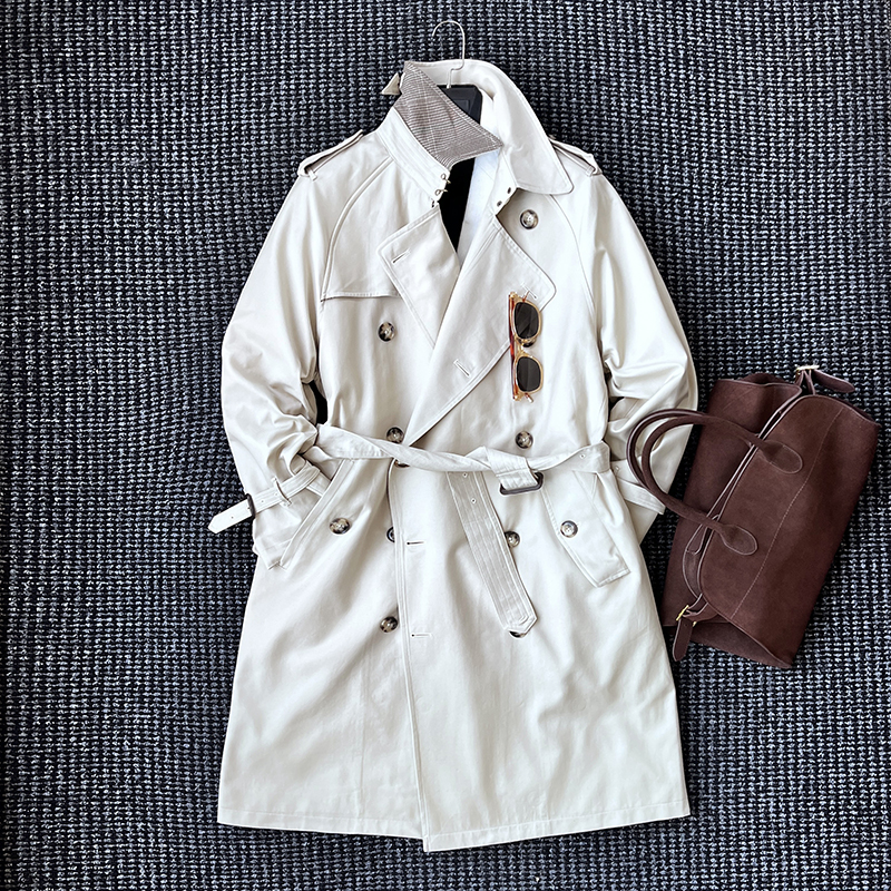 CssuGent定制级经典英伦战壕长款风衣外套男士经典插肩袖双排扣潮