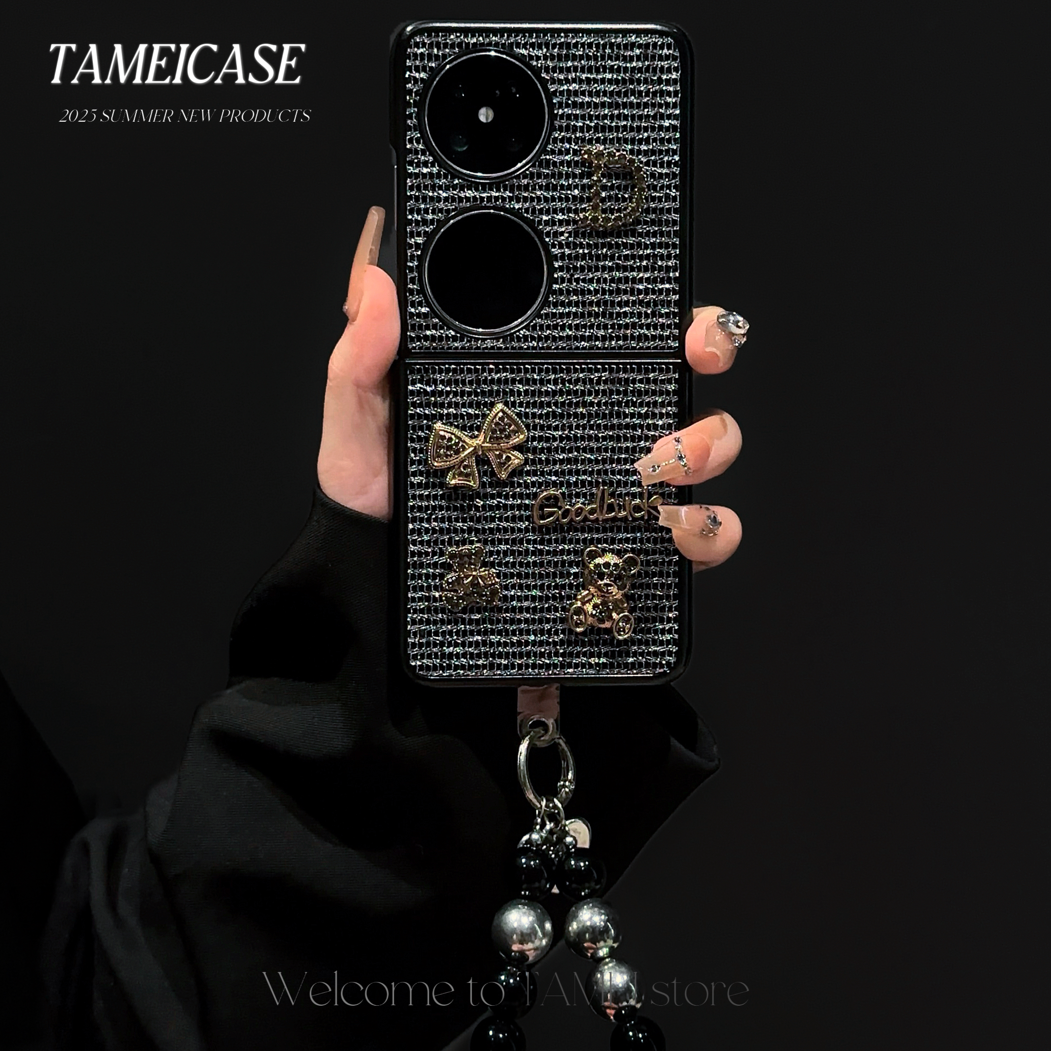 小熊闪钻适用华为pocket2折叠手机壳novaFlip华为PocketS保护壳