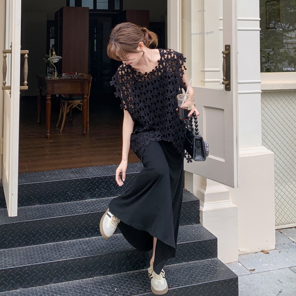 法式气质轻熟风蕾丝镂空罩衫吊带裙套装女2025年夏季巨好看两件套