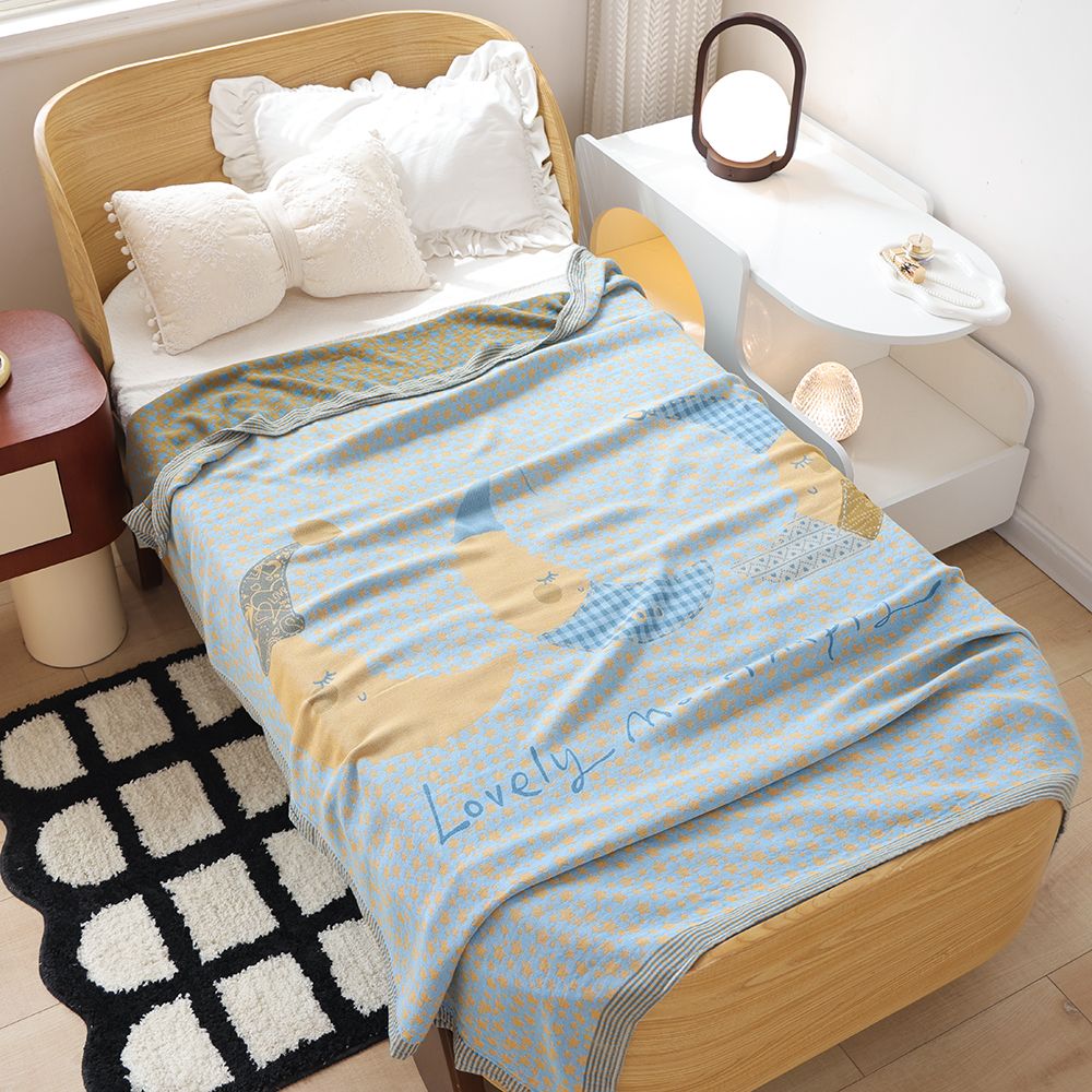 竹纤维儿童冷感毯夏季薄款纱布盖毯柔软吸汗透气午睡毯子可爱卡通