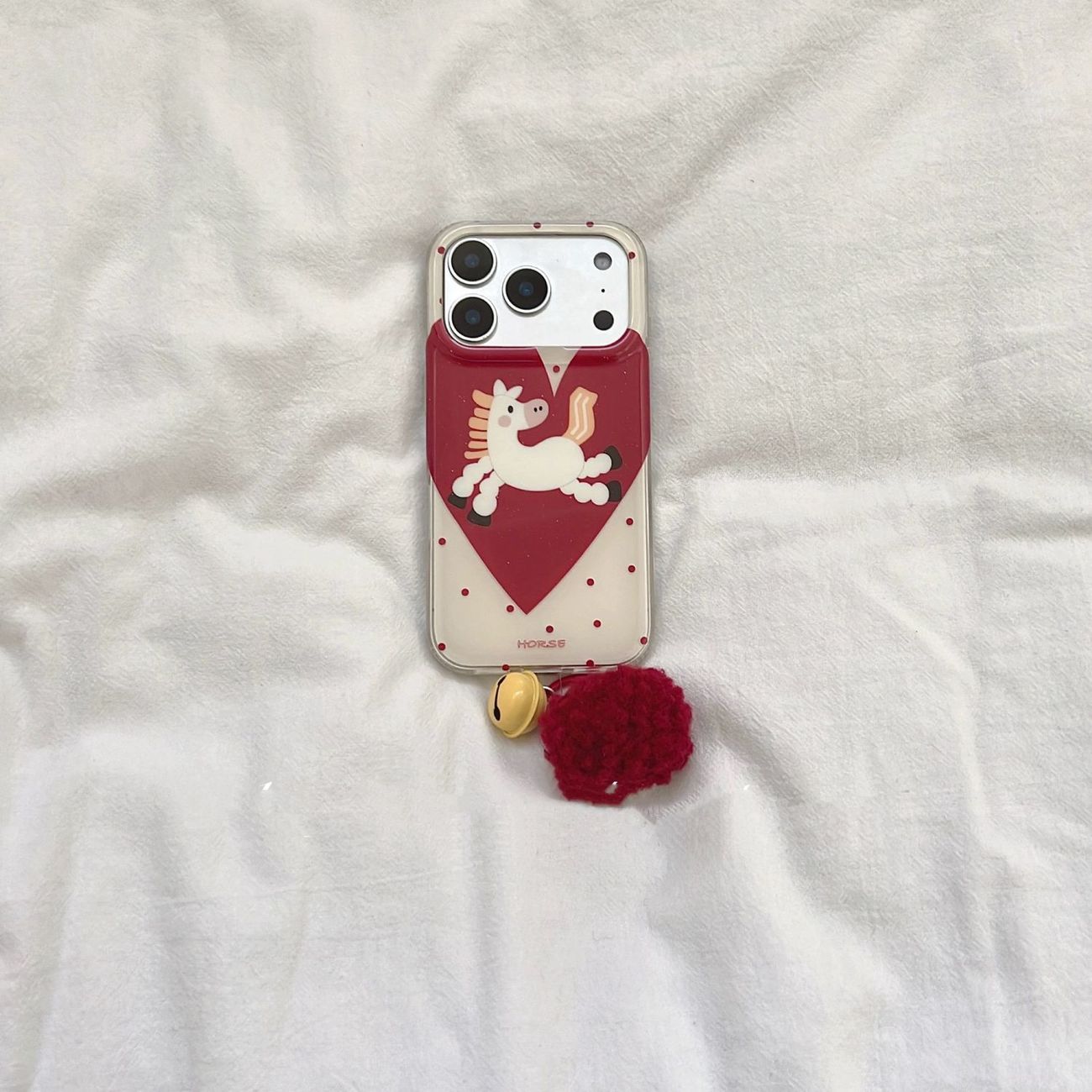 ins风新年红色爱心小马适用苹果17Promax手机壳vivo华为oppo小米