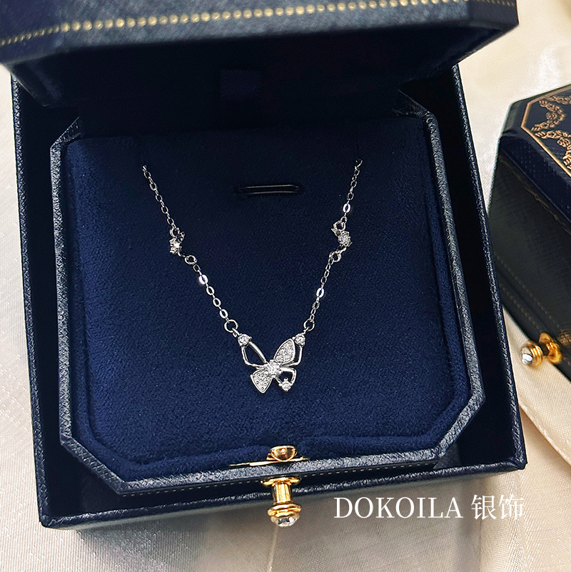 坠链均足银 999纯银梦幻蝴蝶项链女轻奢小众高级感送闺蜜生日礼物