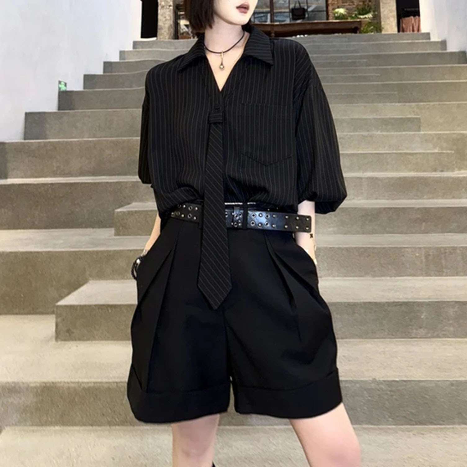 洋气设计感百搭条纹衬衫女秋季新款时尚韩版宽松显瘦休闲长袖上衣