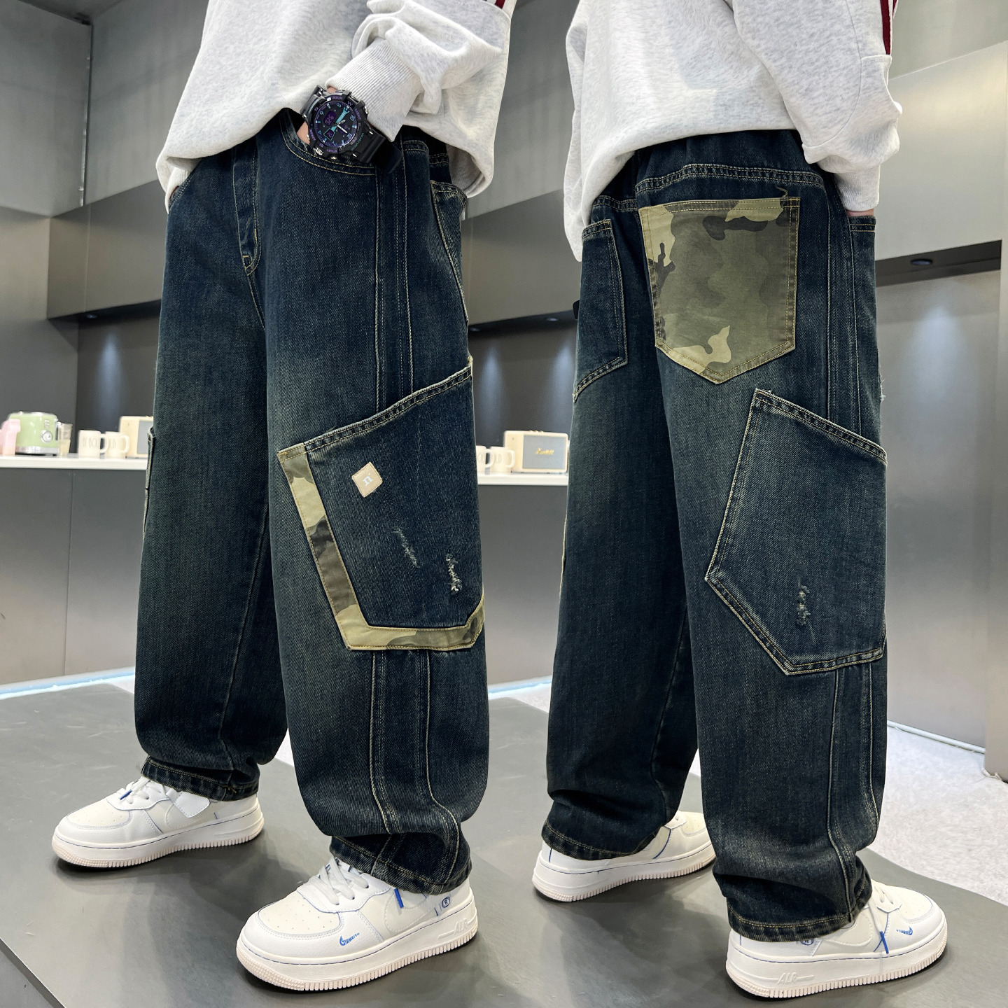 男童牛仔裤秋装2025新款儿童春秋款工装裤中大童秋季直筒宽松裤子