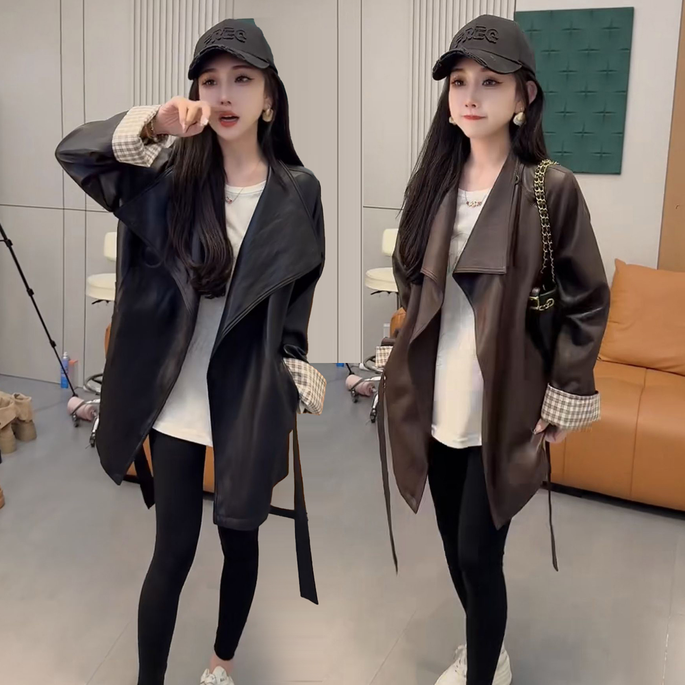 2025春秋新款时尚简约PU皮衣外套女韩版宽松显瘦百搭休闲夹克上衣