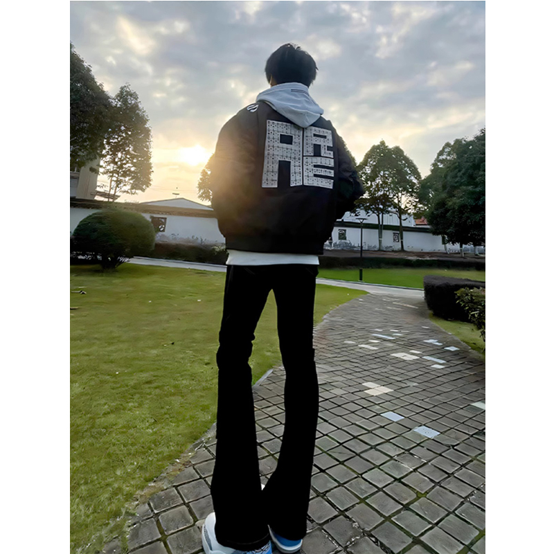 cleanfit微喇加绒牛仔裤男款美式高街vibe裤子潮牌痞帅修身弯刀裤