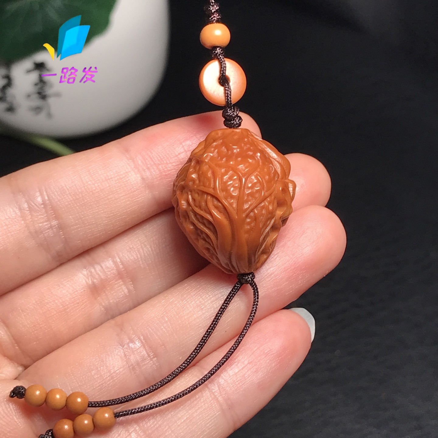 橄榄核单籽雕刻白菜手机挂件吊坠寓意百财男女文玩手机车钥匙链