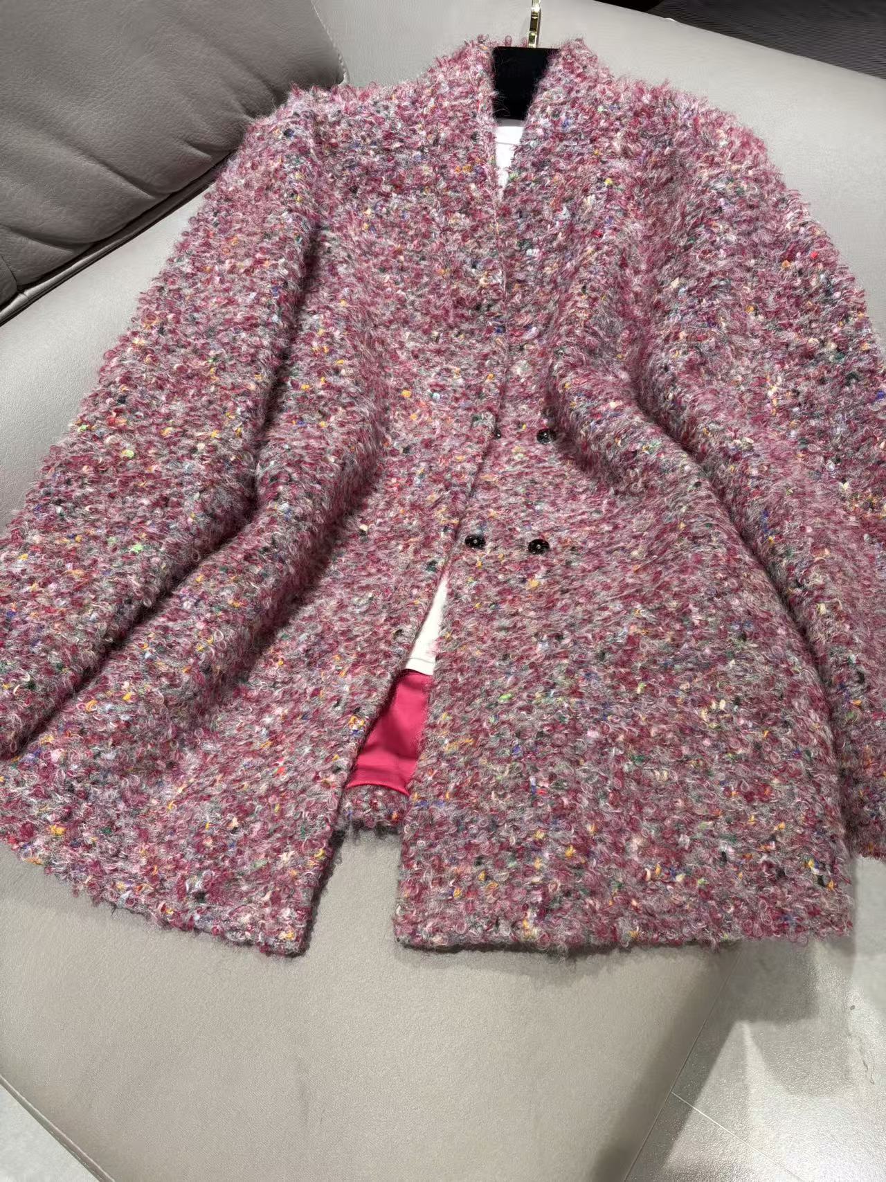 25新款高级感圈圈毛毛毛呢大衣女秋冬棉服小香风羊毛外套爆款