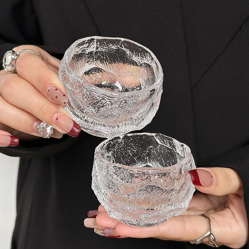 风冰川小酒杯中古vintage玻璃杯主人杯一口杯功夫茶杯品茗杯玻璃