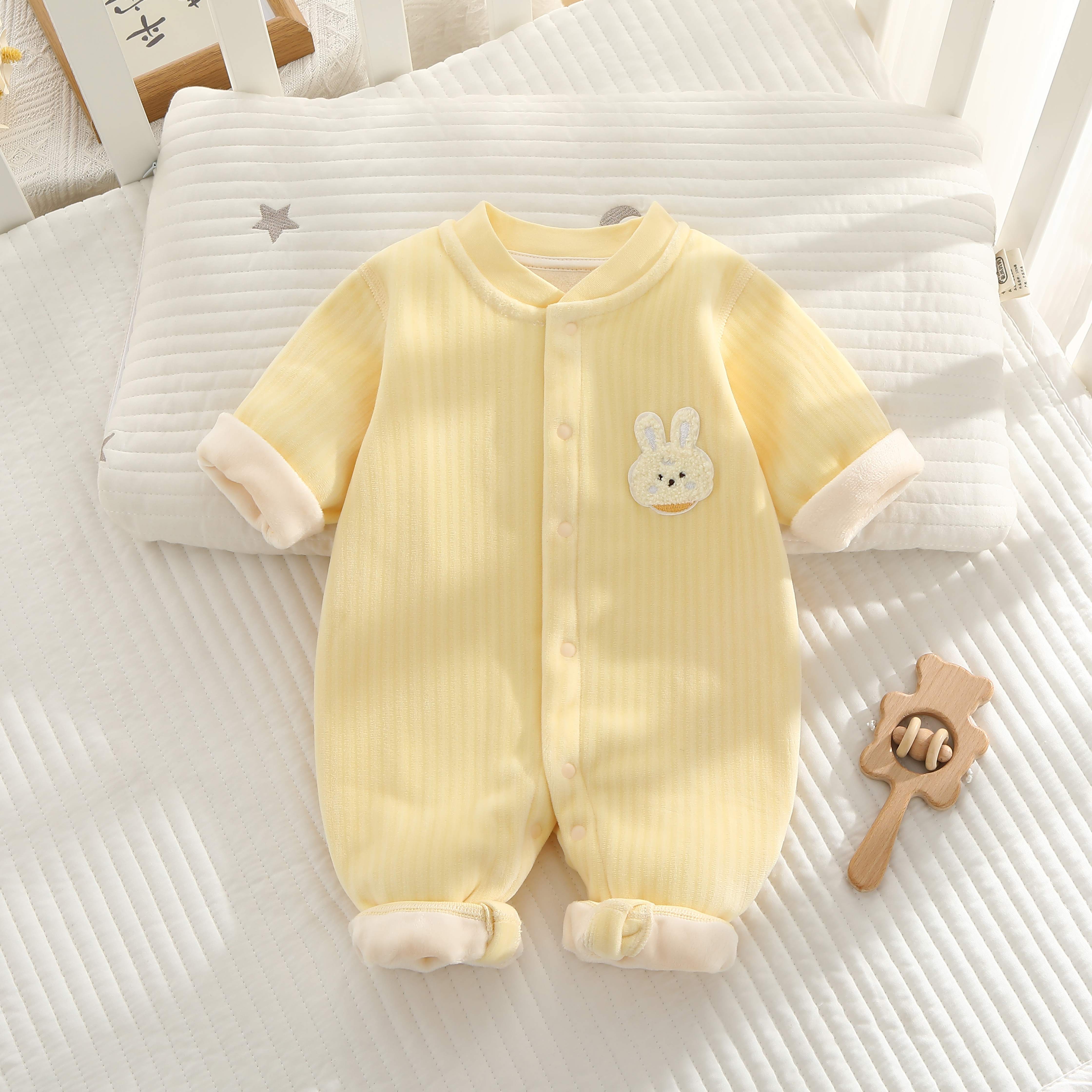 宝宝秋冬哈衣爬服婴儿摇粒绒连体衣秋冬季春秋加绒棉衣