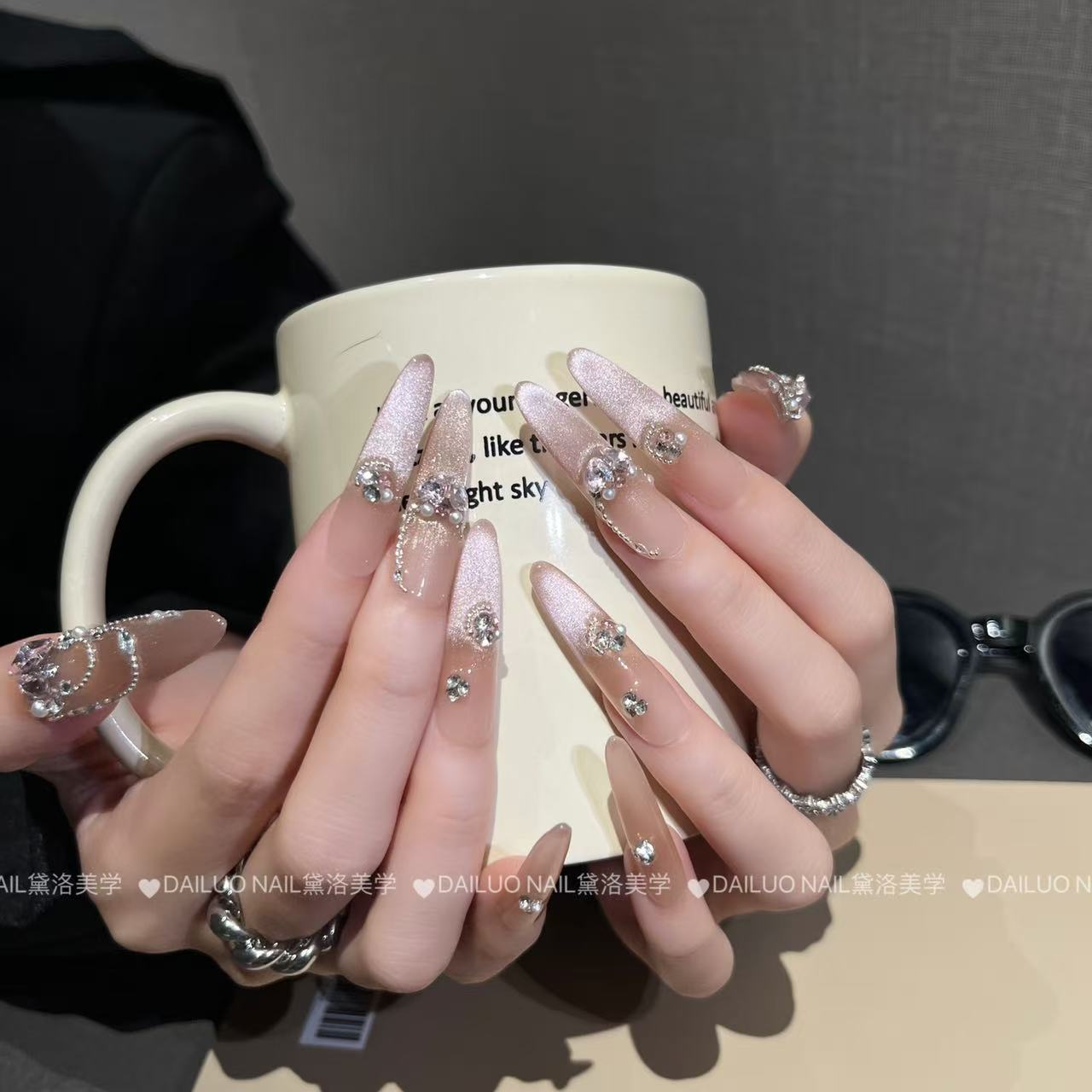 【粉黛佳人2.0】K9锆石钻粉砂猫眼秋冬新款可拆卸穿戴甲