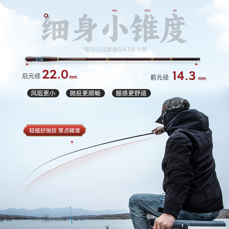 新款V2代鲫鱼杆超轻专用细硬5H28调6H19调高碳素鱼竿溪流竿台钓竿