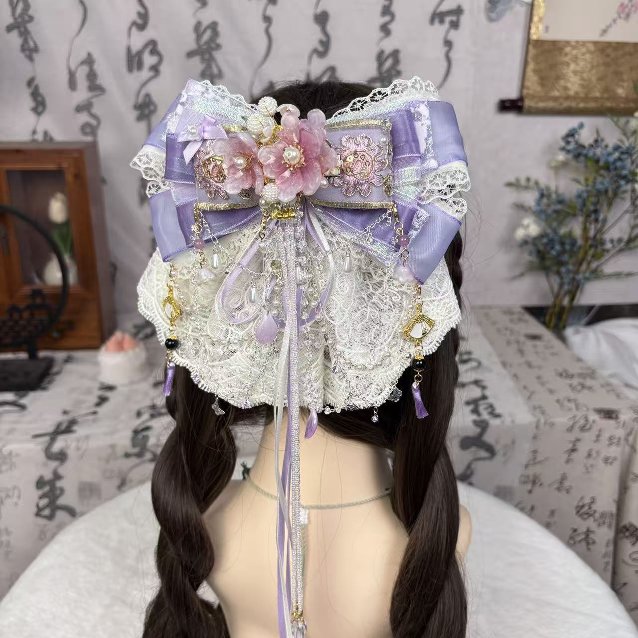 【九重紫-高定版】新国风发饰长飘带弹簧夹氛围感气质古风发夹