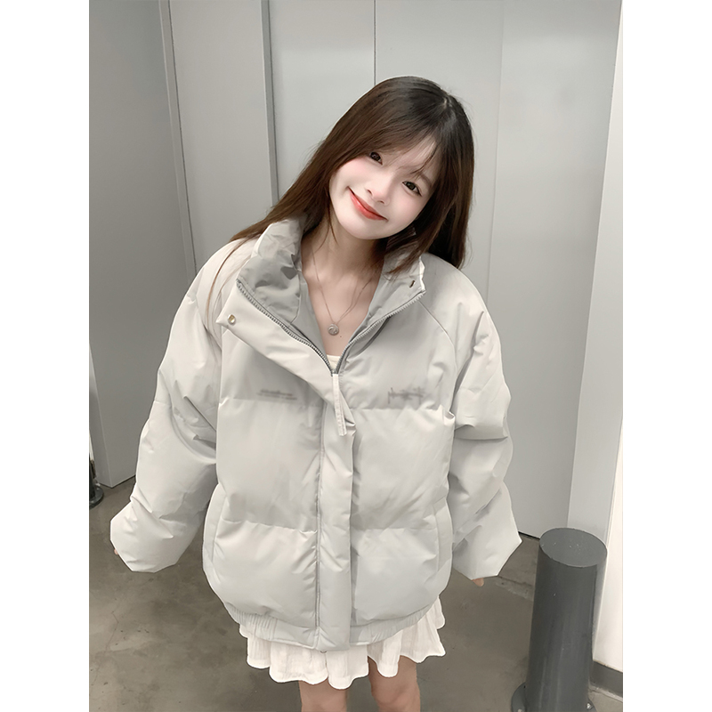 美式复古高级感立领棉服外套女冬季新款学院风加厚保暖面包服棉袄