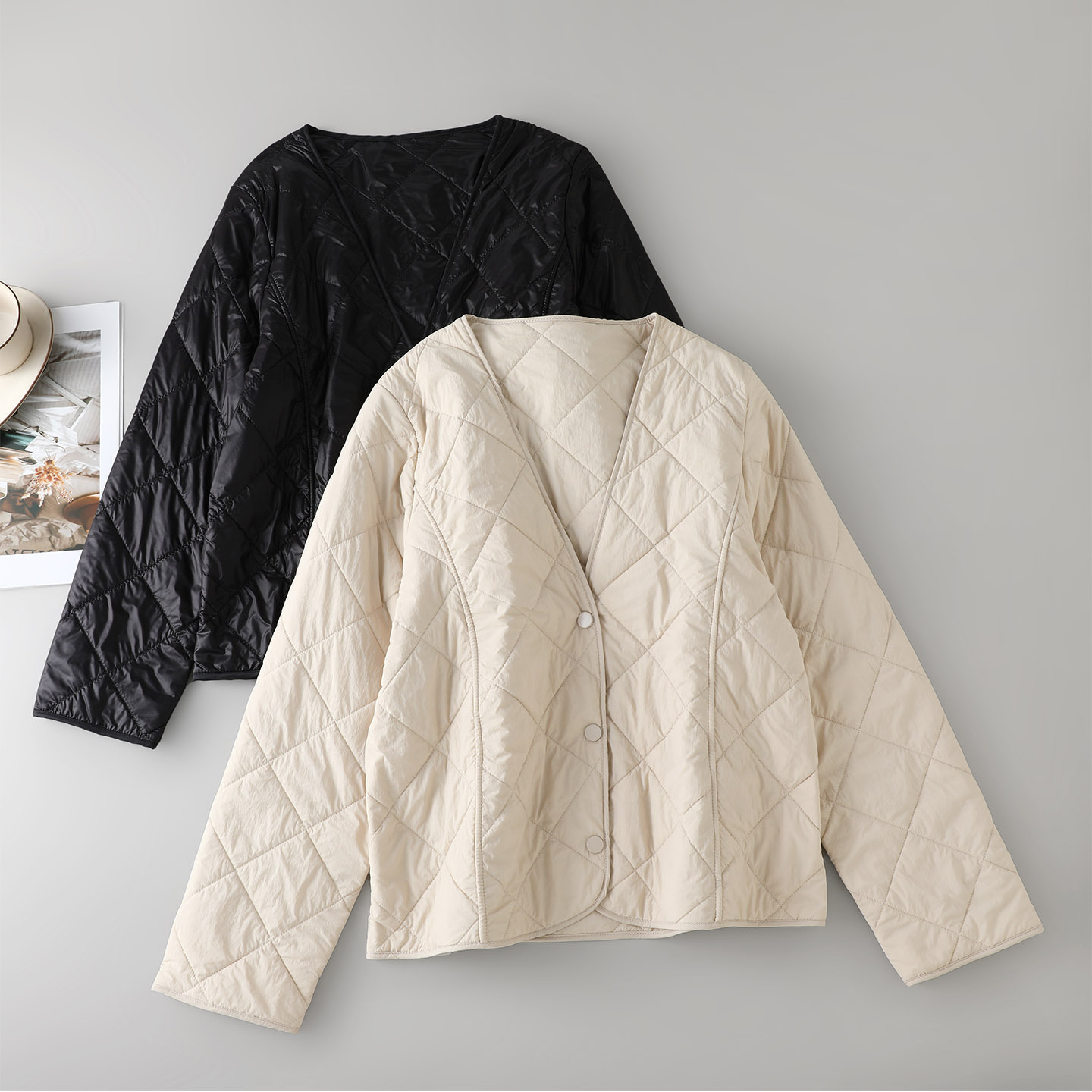 100%桑蚕丝填充保暖外套女 真丝舒适轻薄透气简约V领时尚百搭棉衣