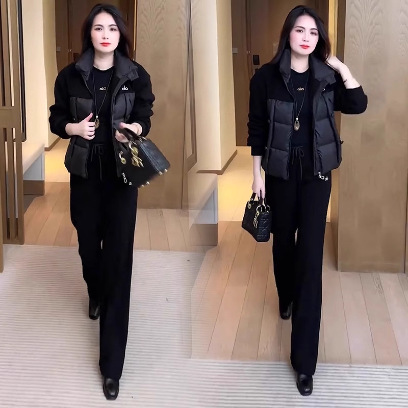 时尚棉服套装女冬季新款洋气显瘦加厚保暖棉衣外套阔腿裤两件套潮