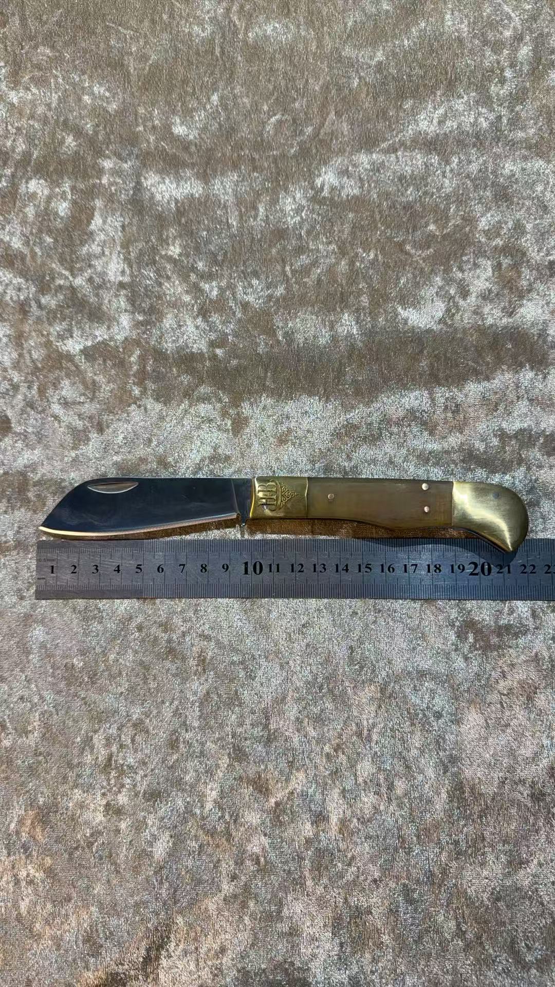 哈萨克族纯手工锻打22cm蒜头刀羊角材质配高级头层牛皮套