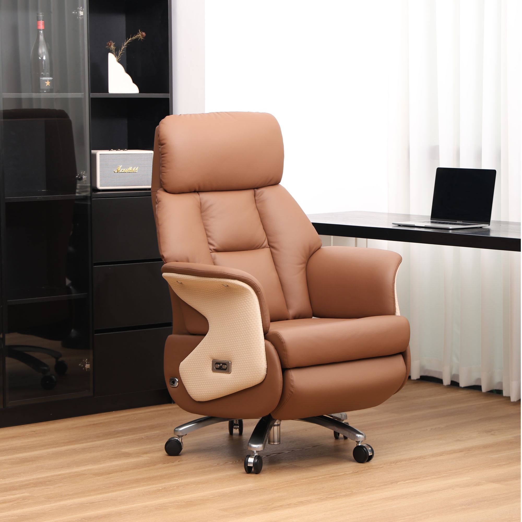 bogese伯格森加大版型电动按摩可躺舒适真皮久坐办公椅电脑椅子