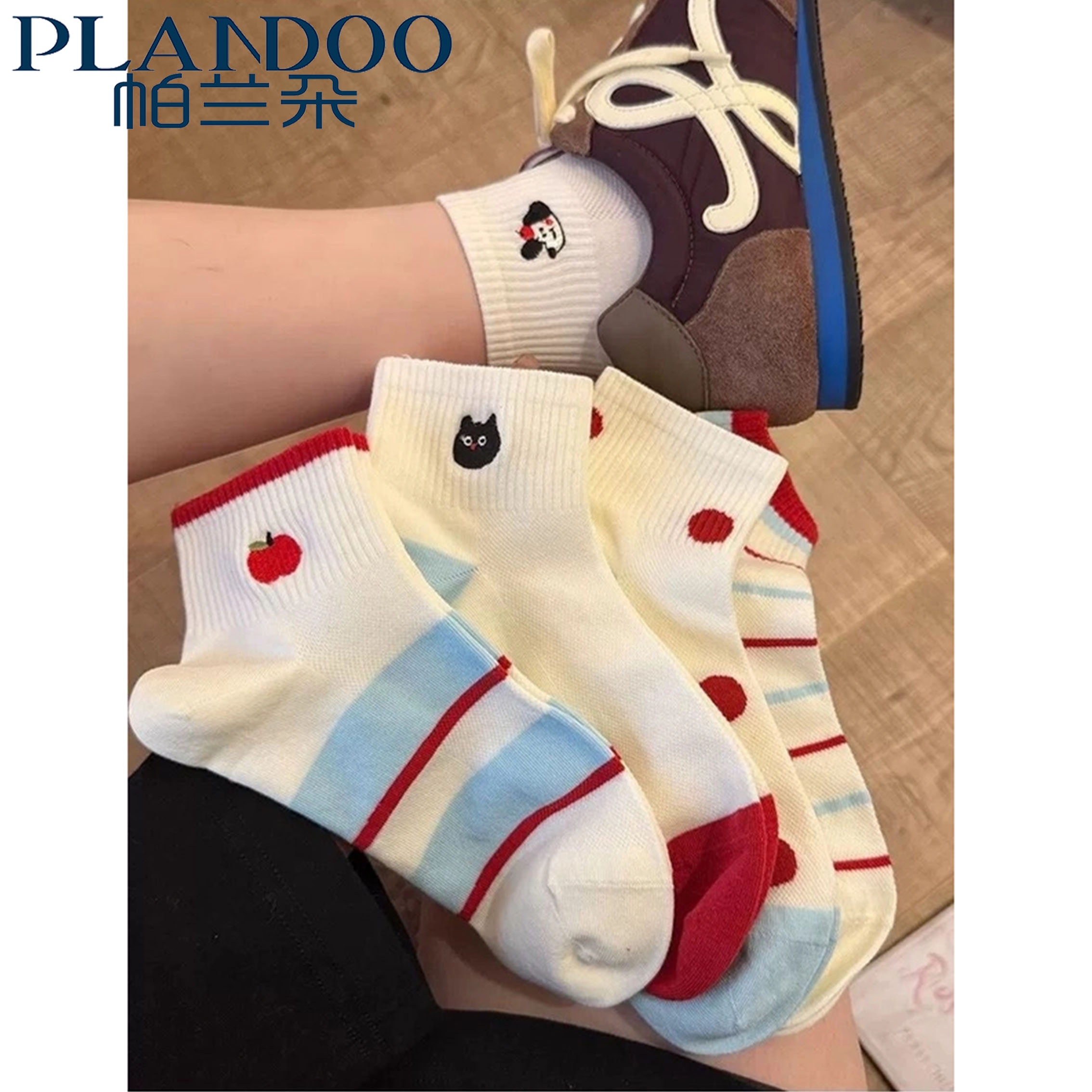 白色袜子女夏季薄款可爱百搭ins潮韩版网眼运动短袜卡通低帮短袜