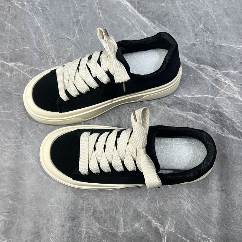 鞋子男款低帮厚底男士休闲板鞋百搭黑色秋冬款潮流大码男鞋45-46