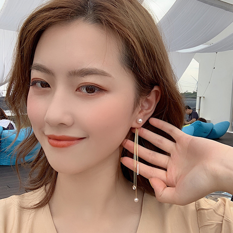 合金亚克力耳饰 韩版韩式/风银色耳线超仙两戴小众时尚优雅个性