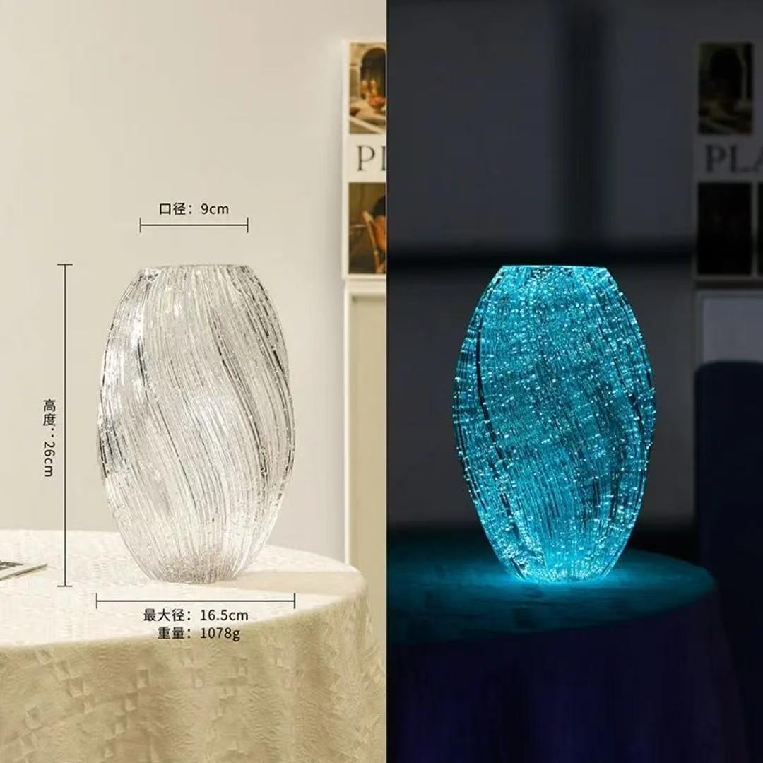 夜光麦芽糖轻奢简约高级感玻璃花瓶摆件水养鲜切插花玫瑰百合