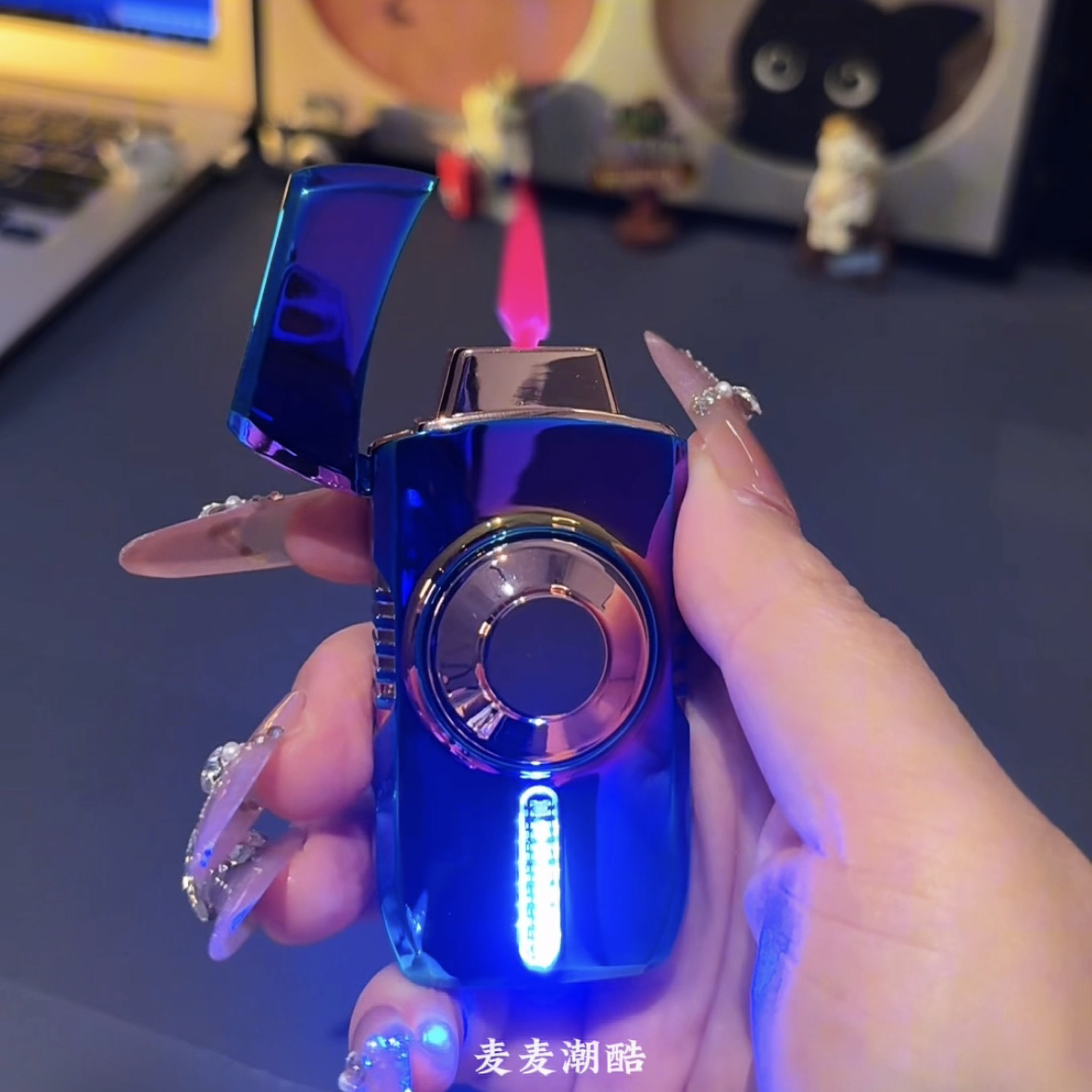 科技感高端金属陀螺智能声控充气点火多种灯效火机送老公男友礼物