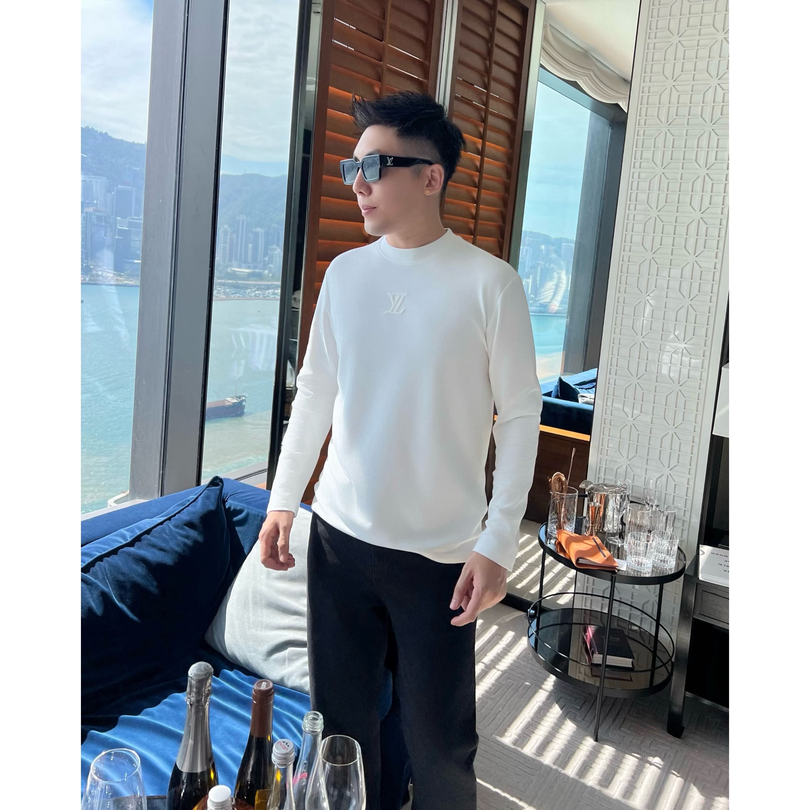 【简约打底】秋冬弹力莫代尔贴身打底上衣压花贴身情侣长袖T恤