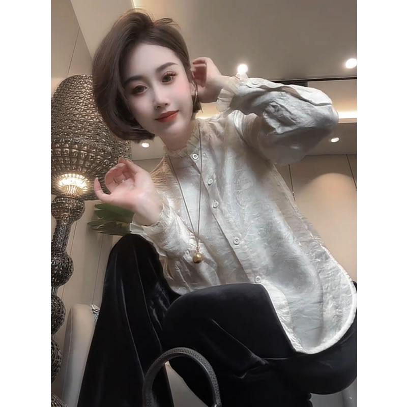 2025春秋季新款女士欧洲站法式温柔气质修身显瘦衬衫两件套上衣服