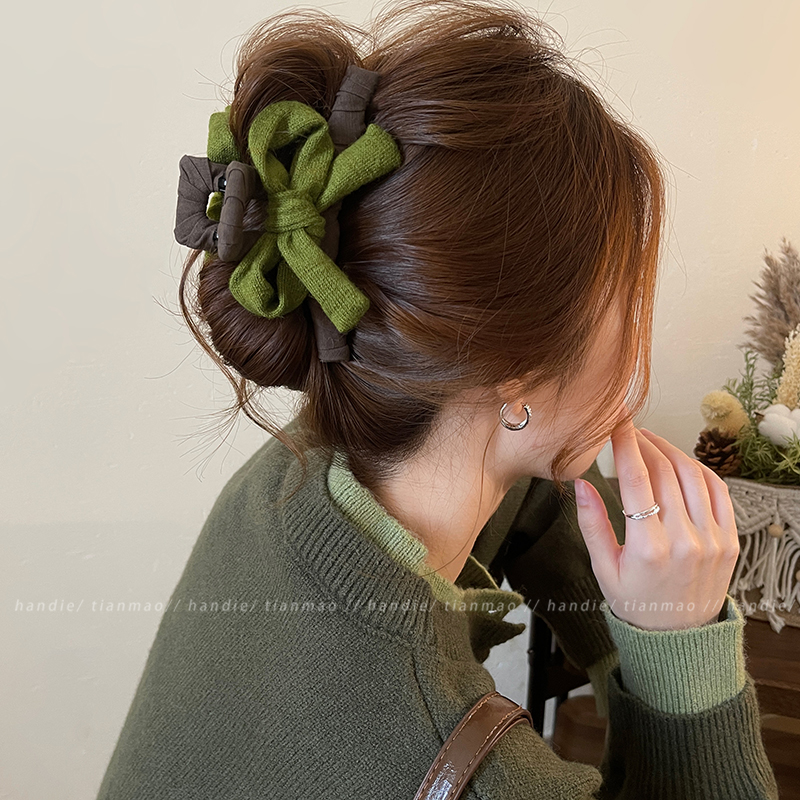 早秋蝴蝶结发夹抓夹女2025新款大号鲨鱼夹发量大后脑勺盘发卡发饰