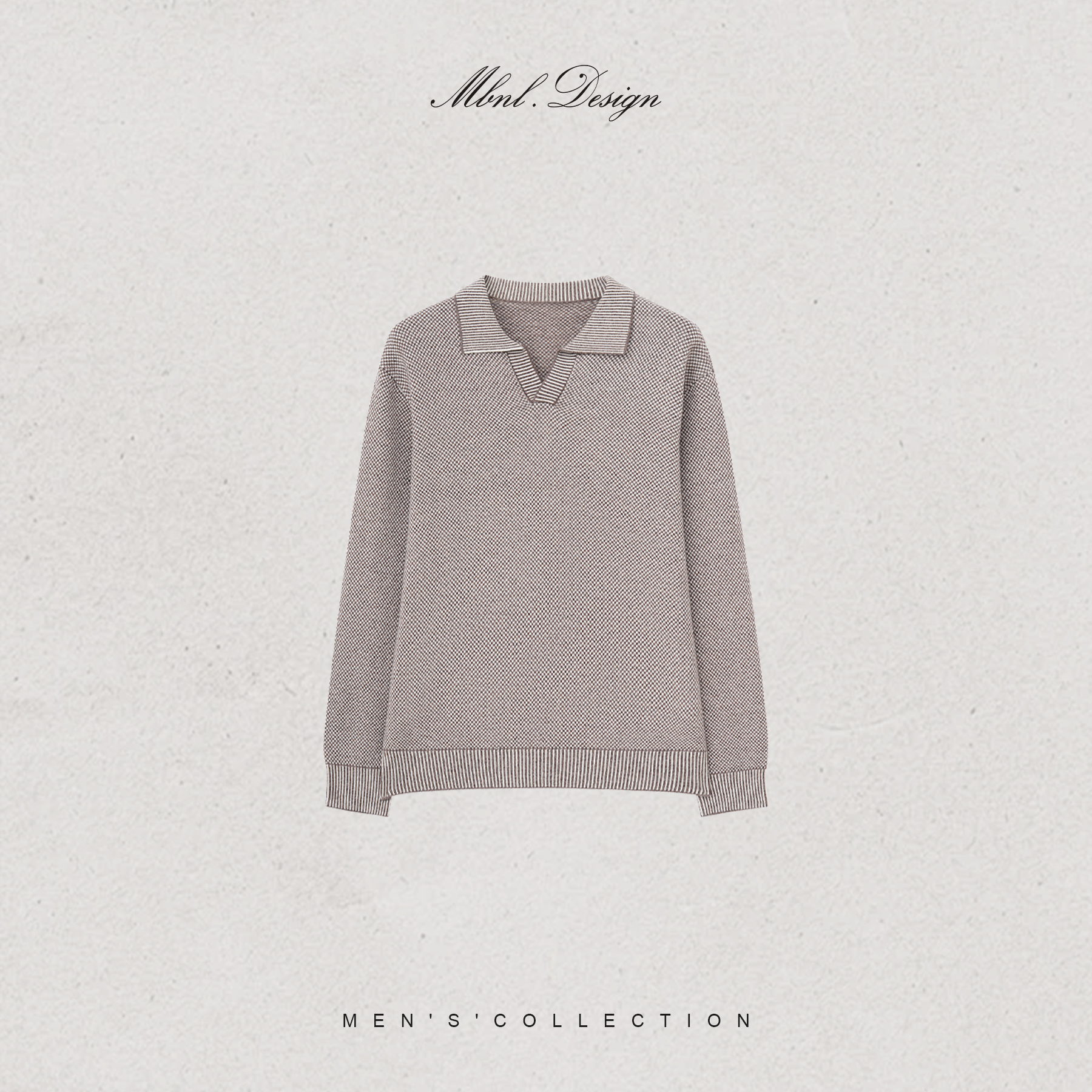 MBNL-F「K.12-Pin」秦磊男装460g羊毛定织棋盘格软糯长袖LL-WSY1226